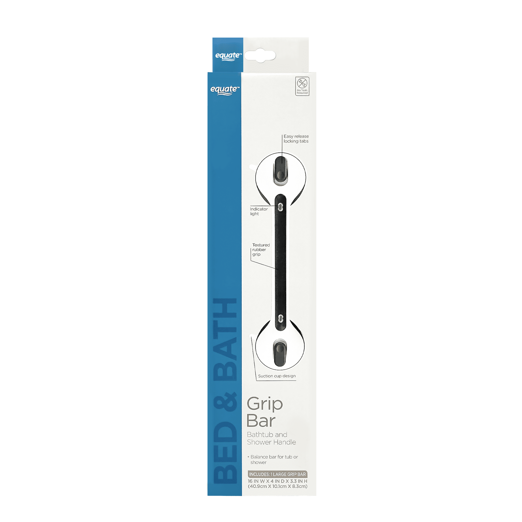 Equate Bed and Bath Grip Bar Bathtub and Shower Handle, 16"
