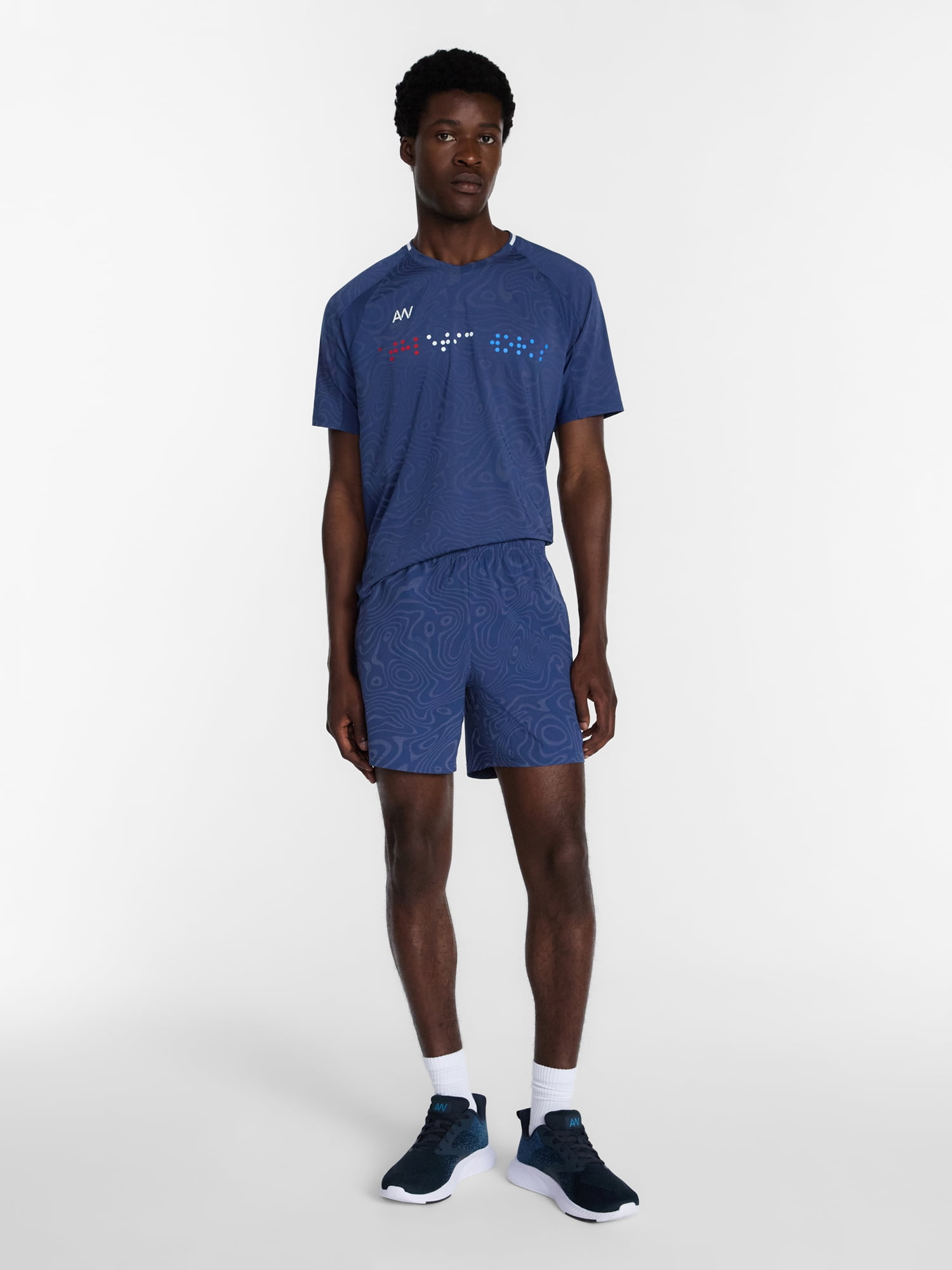 Athletic Works Men's Reflective Print Soccer Shorts, 6" Inseam, Sizes XS-3XL