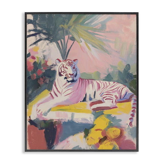Stupell Industries Modern In The Quiet Shade Tiger Black Framed Giclee Art, 11 x 14, by Svetlana Aleynikova