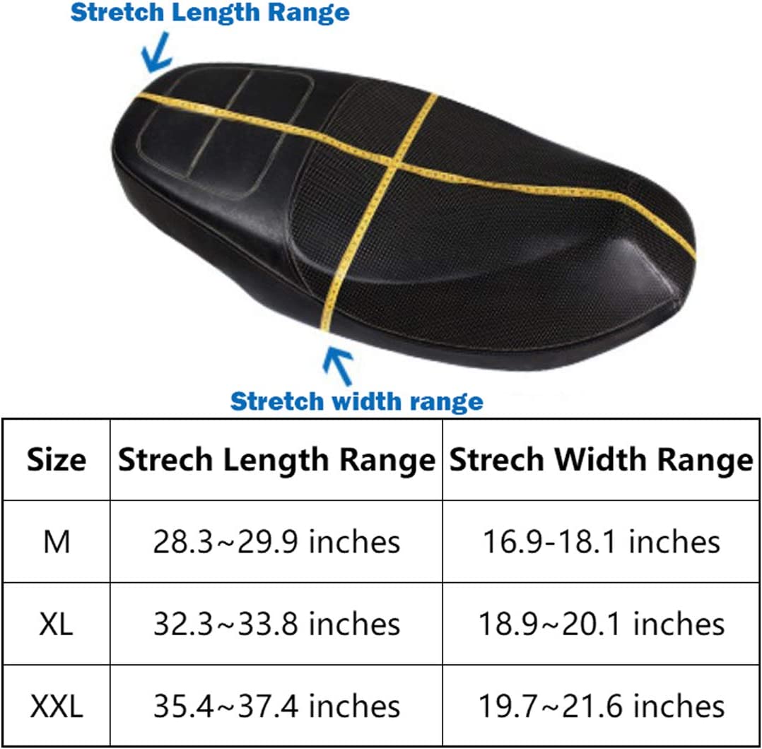 Black Motorcycle Scooter Moped Seat Cover Seat Anti-Slip Cushion 3D Spacer Mesh Fabric