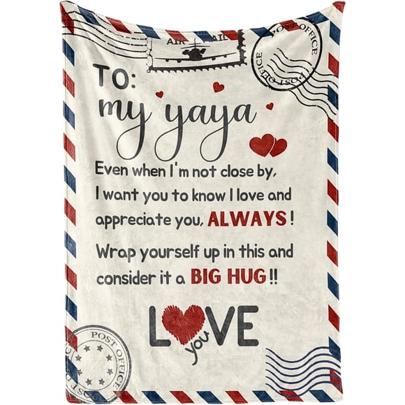Yaya Gifts, Grandma Gifts for Yaya, Flannel Throw Blankets on Mother's Day, Christmas, Birthday, 50" x 65", Blue Flowers