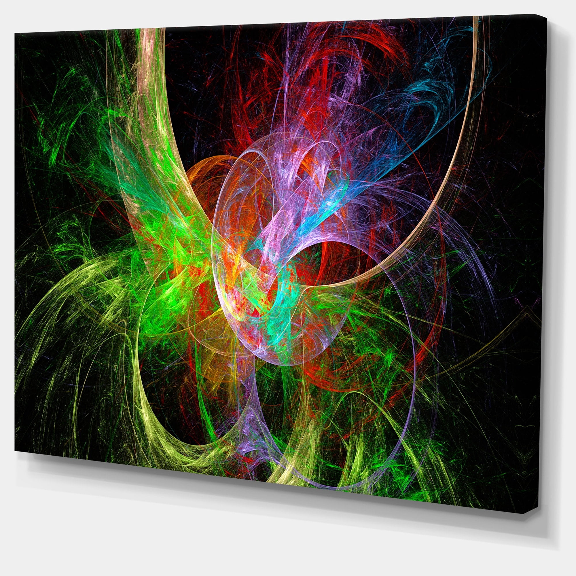 Designart 'Multi Color Fractal Abstract Design ' Oversized Abstract Canvas Art Print