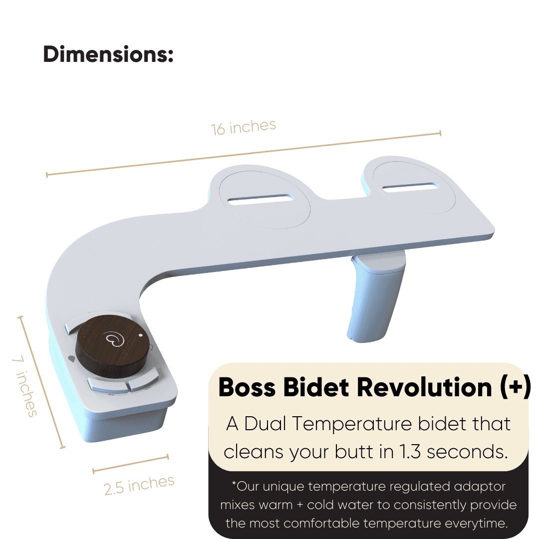 Boss Bidet Revolution (+) Warm Water Bidet Attachment For Toilet Push Button Start Auto Shut Off Aesthetic Design Bidet Sprayer Non Electric Dual Nozzle Feminine Wash Self Cleaning ( Italian Oak)