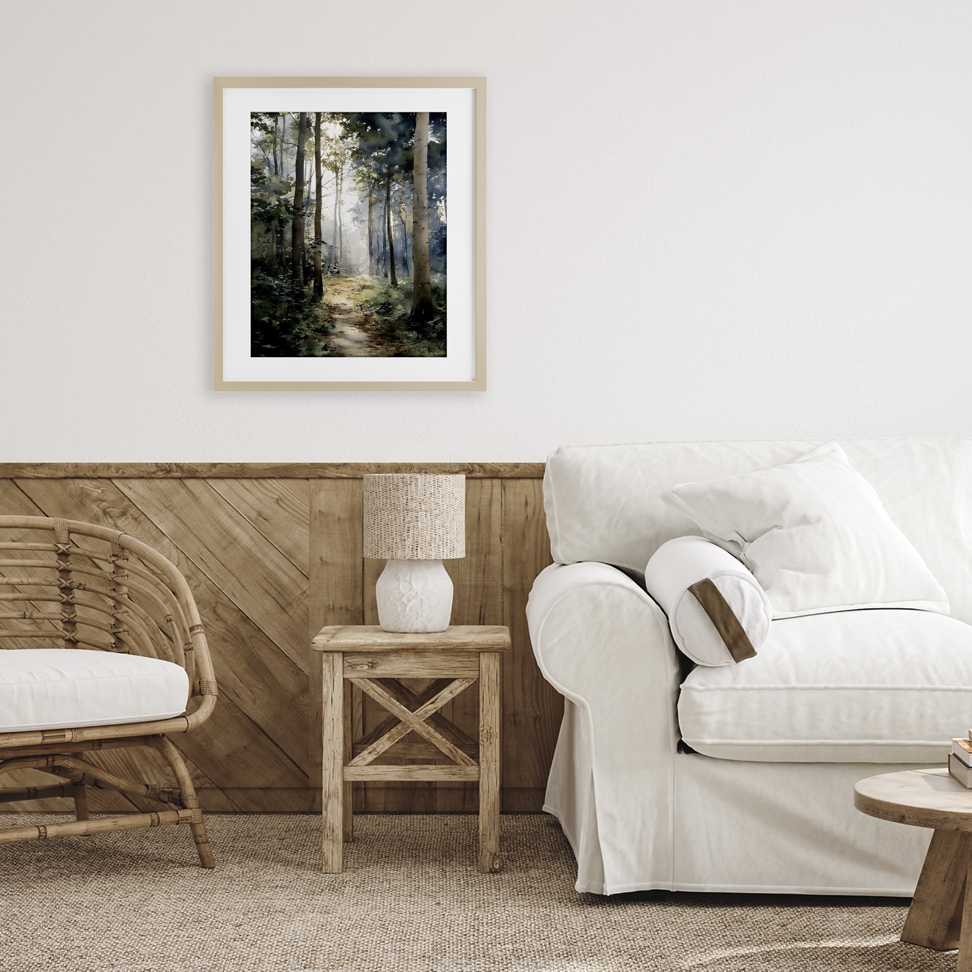 Stupell Industries Forest Path in Morning Birch Framed Print Under Glass, design by Franklyn Gregory