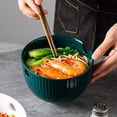 thumbnail image 6 of Ceramic Ramen Noodle Bowl with Matching Chopsticks, Soup Bowls for Udon Soba Pho  Noodles, Dishwasher and Microwave Safe, 28 oz (1-Bowl-Green), 6 of 6