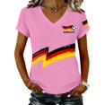thumbnail image 1 of Women's Germany Football Graphic T-Shirt, V-Neck Casual Letter Print T-Shirt, Fashion Short Sleeve Graphic Tee, Summer Daily Lightweight Tops for Soccer Tournament 2026 Pink Size: 2XL, 1 of 4