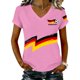 thumbnail image 1 of Women's Germany Football Graphic T-Shirt, V-Neck Casual Letter Print T-Shirt, Fashion Short Sleeve Graphic Tee, Summer Daily Lightweight Tops for Soccer Tournament 2026 Pink Size: M, 1 of 4