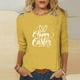 thumbnail image 2 of Mujeres 3/4 Manga Tops Impresión Casual Cuello Redondo Camiseta Top Blusa, Poliéster Toda la Temporada, 2 of 4