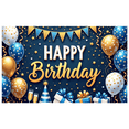 thumbnail image 3 of Festive Blue Theme Happy Birthday Banner Decorative Gold Stars Party Decorations for Celebration Event Indoor Decoration Gift, 3 of 5