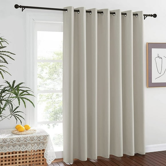 AIR-Blackout Curtain for Patio Sliding Door - Grommet Extra Wide Sliding Door Curtains Room Darkening Weighted Drape for Living Room/Patio (Natural, W100 x L84, 1 Panel)