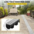 thumbnail image 3 of Trench Drain System, 5.9x5.1-Inch HDPE Channel Drain with Metal Grate, 3x39 Driveway Drain, Black Plastic Garage Floor Drain, 3-Pack, 3 of 11