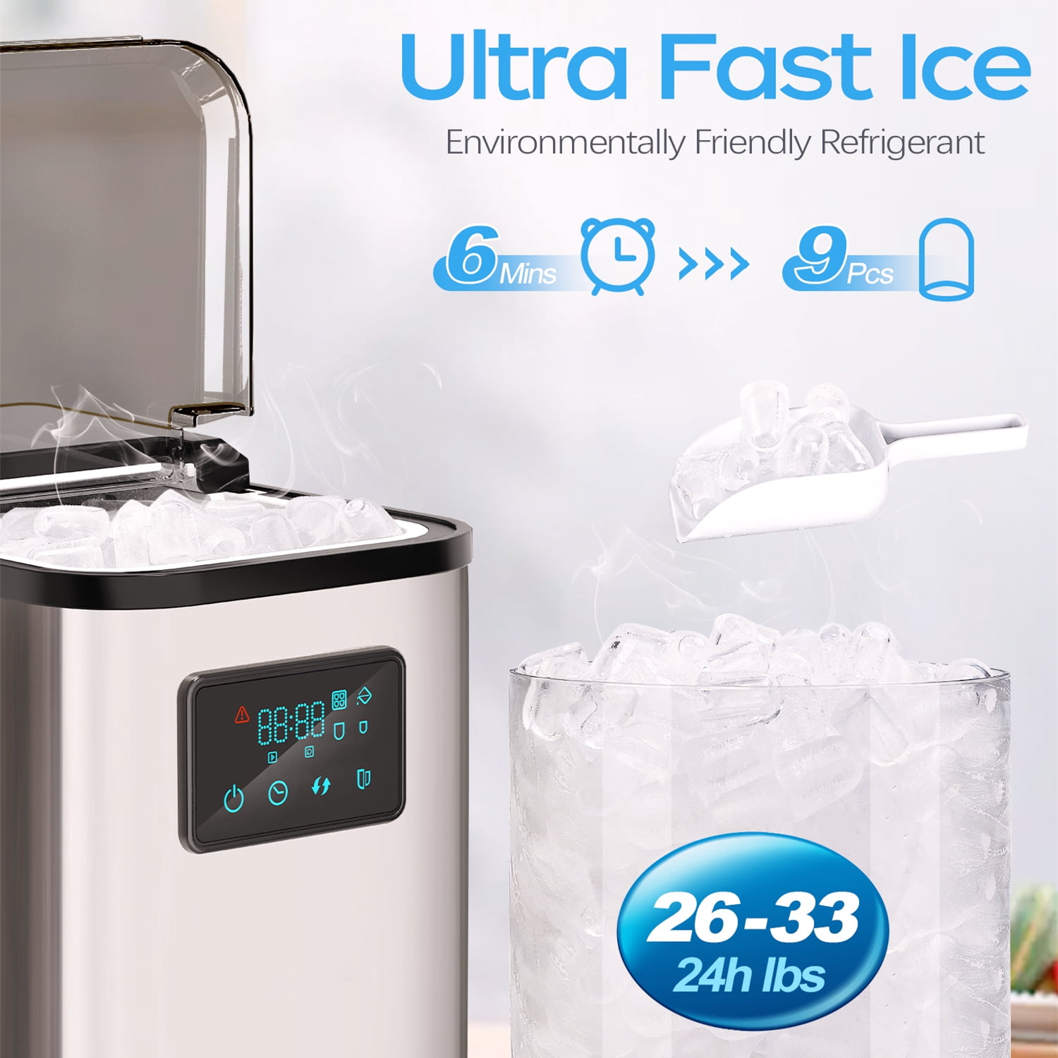 Ice Maker Countertop 28 lbs/24 hrs Capacity Bullet Ice