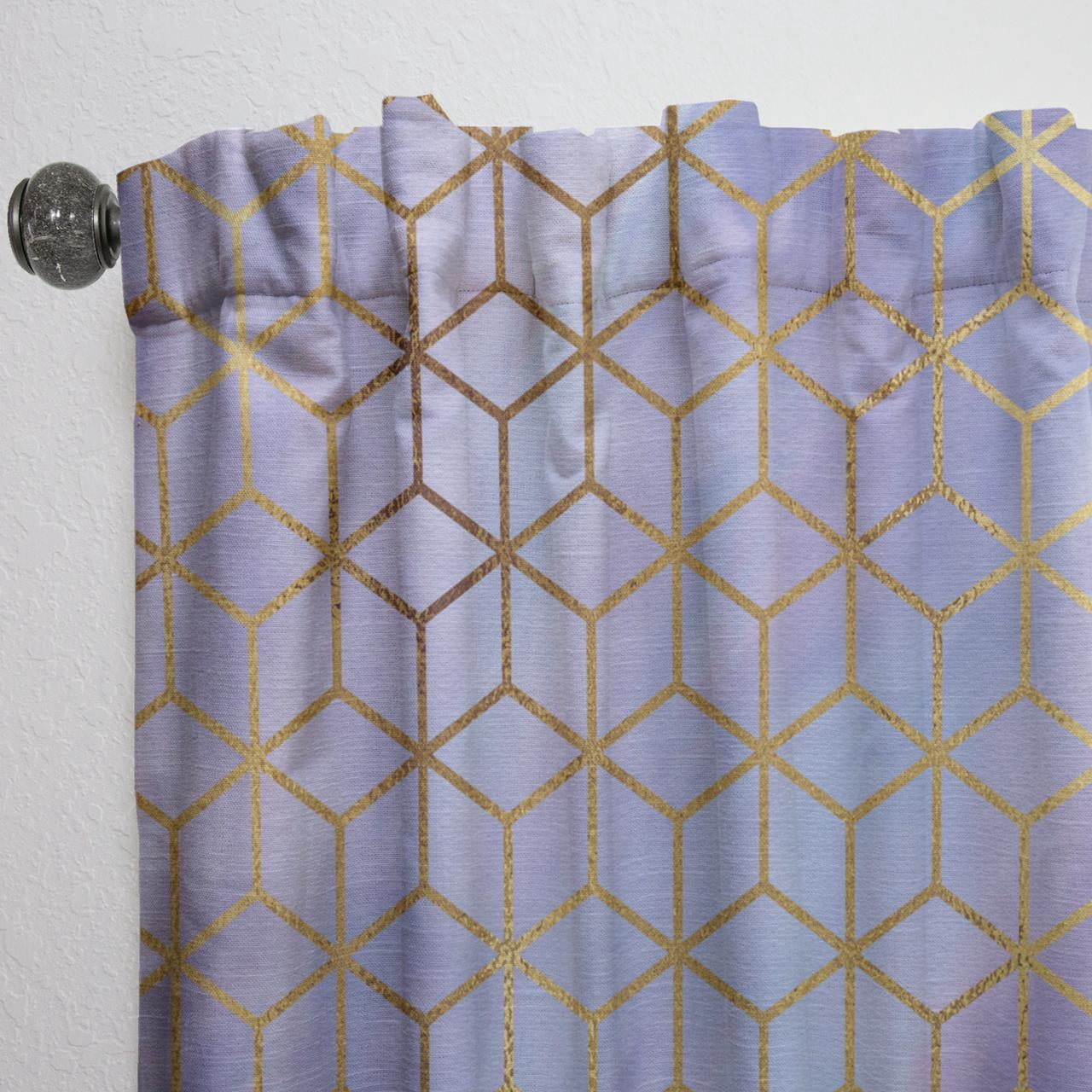 Designart 'Honeycomb Capital Gold V' Modern & Contemporary Curtain Panel