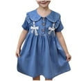 thumbnail image 2 of My Orders Gamivast Girls Spring Summer Dress Embroidery Lapel Ruffle Short Sleeve Denim Dress Causal A-Line Summer Beach Sundress Blue Vestidos De Verano Para Niña, 2 of 5