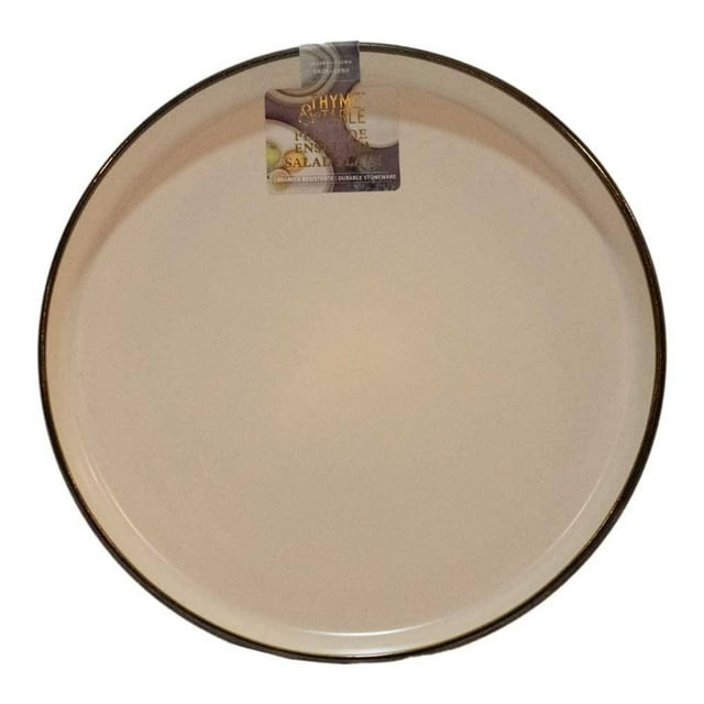Plato Thyme & Table de Cerámica para Ensalada con Filo Negro Blanco
