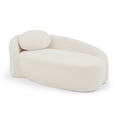 thumbnail image 3 of Modern Oval Single Lazy Sofa Chair with Integrated Backrest, Side Armrest & Pillow, Compact Space-Saving Lounge Chair for Living Room, Bedroom, Beige, 3 of 7