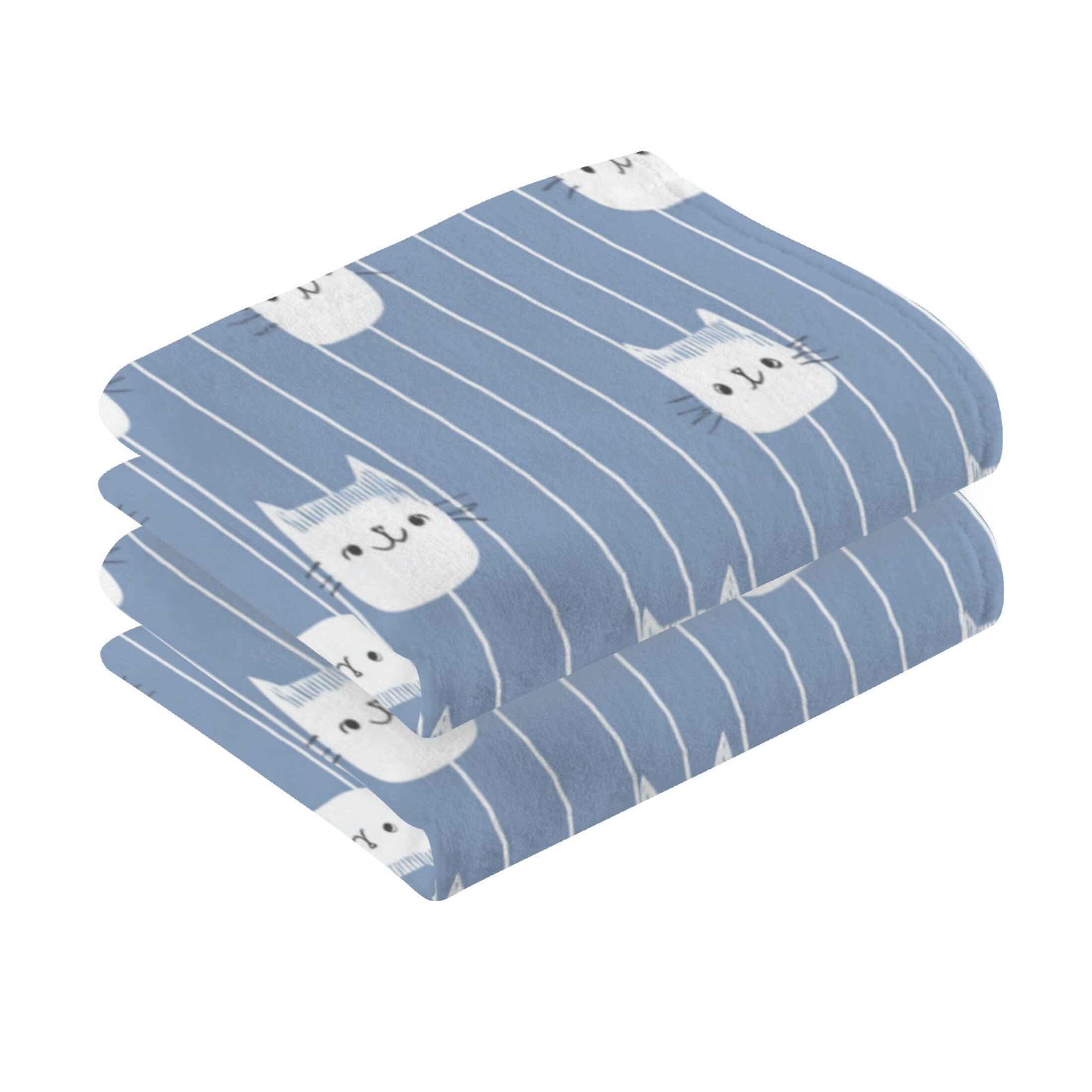 2 Pack 100% Cotton Towels Soft Absorbent Towel Set for Bathroom Beach Sports 16x28in White Cat Face Pattern
