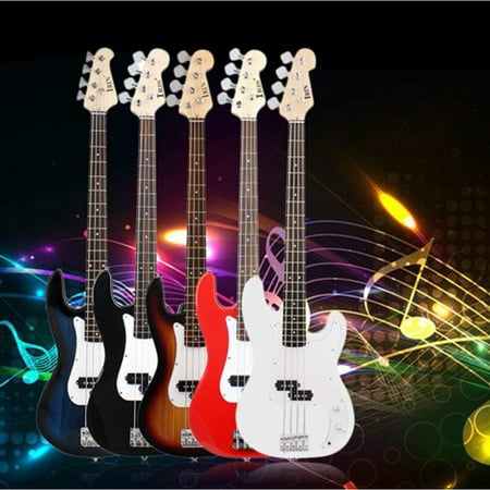 Zimtown 4-String Acoustic Electric Bass Guitar 5 Color With 1 x Power Wire And 2 x (Best 5 String Bass Guitar Under $500)