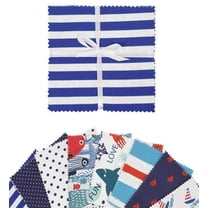 Soimoi Nautical Print Precut 5-inch Cotton Fabric Quilting Squares Charm Pack DIY Patchwork Sewing Craft- White & Blue