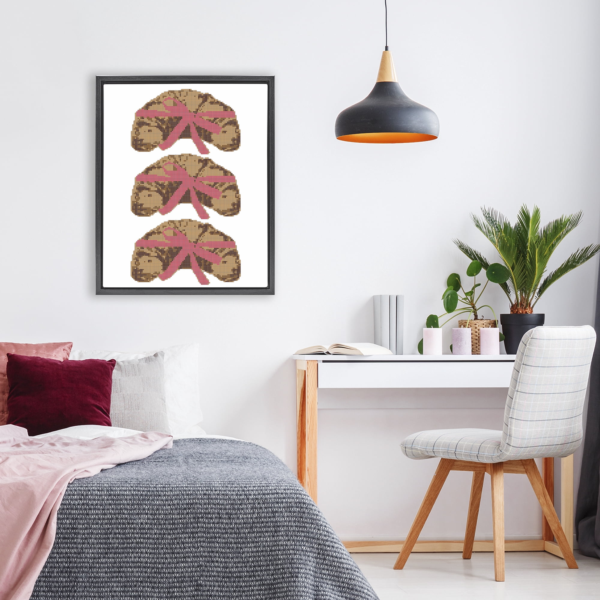 Stupell Industries Trio of Ribbon Croissants Black Framed Floater Canvas Wall Art, design by Lil' Rue
