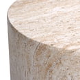 thumbnail image 4 of Cylinder Travertine Stone Finish Italian Design MgO Side Accent Table, 4 of 12