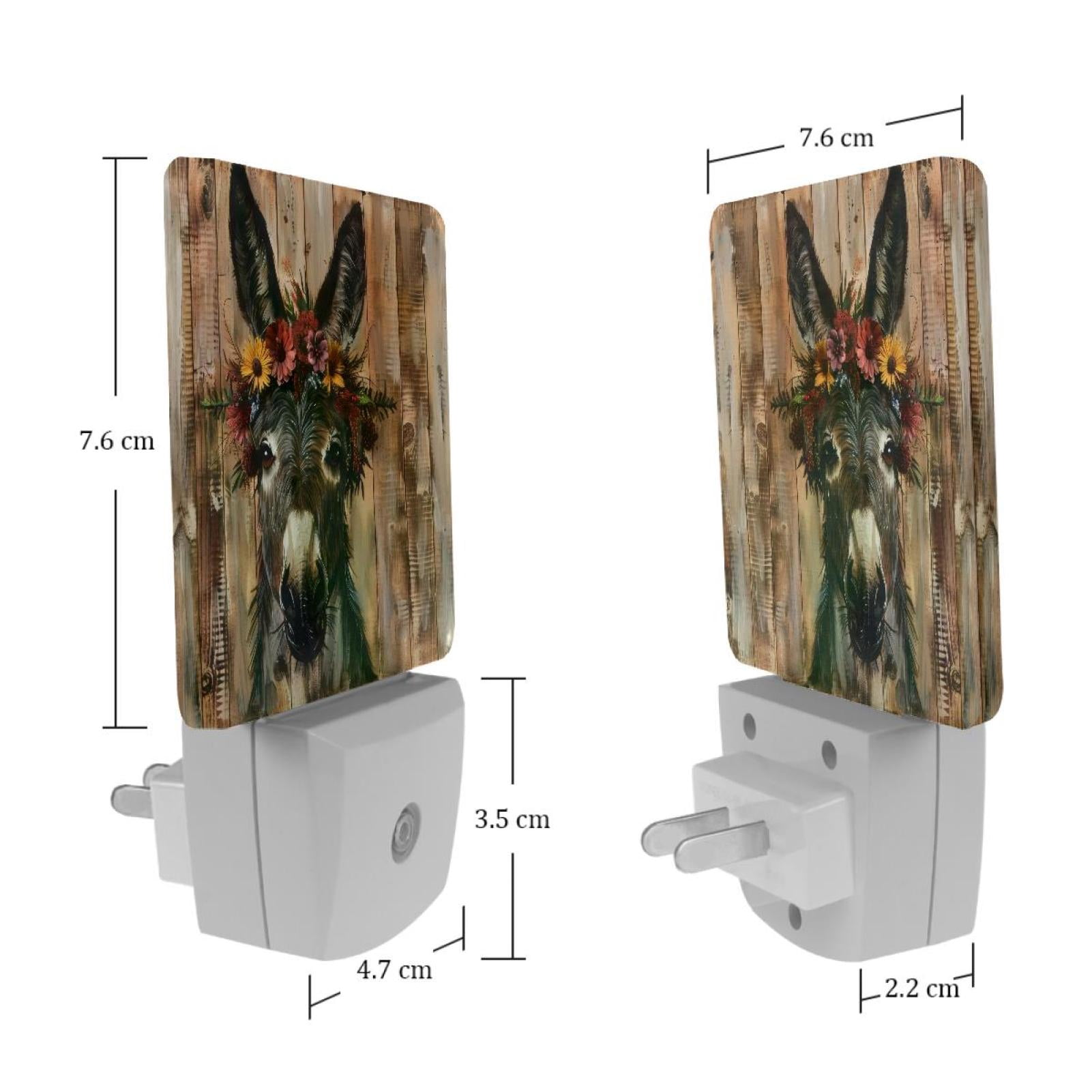 PhooArto Donkey Flower Wreath Plug in LED Night Light Auto Sensor Dusk to Dawn Decorative Night for Bedroom, Bathroom, Kitchen, Hallway, Stairs, Baby's Room, Energy Saving