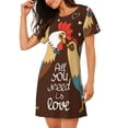 thumbnail image 2 of Kdxio Rooster And Chicken Pattern Womens Short Sleeve Sleepshirt Scoopneck Cute Nightdress Ruffle Comfy Nightgown, 2 of 6