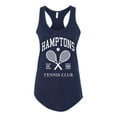 thumbnail image 2 of Wild Bobby Hamptons Tennis Club Est 1986 Sports Ladies Racerback Tank Top, Navy, Small, 2 of 6