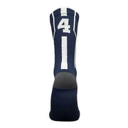 Mk Socks Player ID Jersey Number SINGLE Crew Sock - Navy Blue, White (SINGLE-4, L)