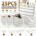 thumbnail image 4 of 25 PCS Clear Plastic Drawer Organizer Set, 4 Sizes Stackable Desk Drawer Divider Organizers and Storage Bins for Makeup Jewelry Utensils Gadgets, Non-Slip Kitchen Bedroom Bathroom Office Vanity Trays, 4 of 8