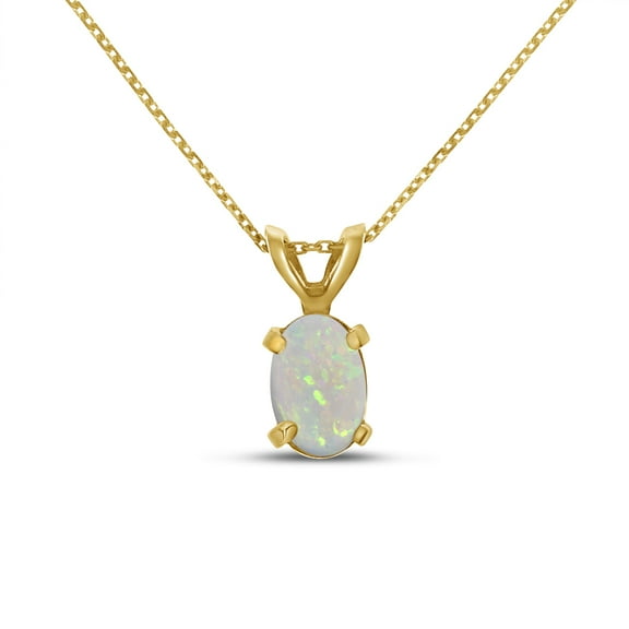 10k Yellow Gold Oval Opal Pendant with 16" Chain