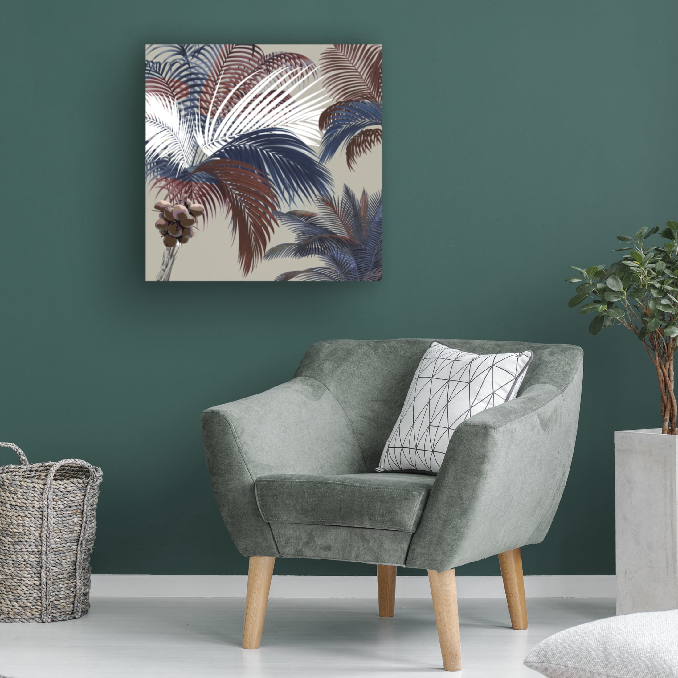 Canvas Wall Art - Sasha 'American Palm' Wall Art for Living Room, Bedroom, or Office Décor by Trademark Fine Art - 14 x 14 Inches