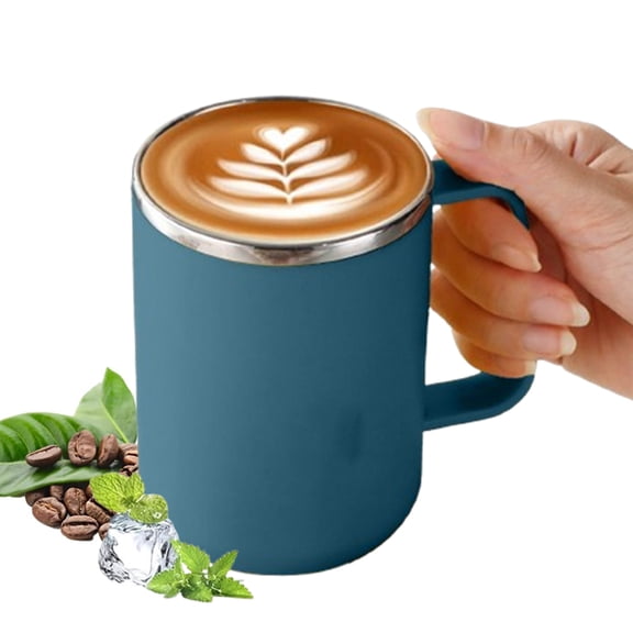 Fmxomd 500ML 16.9oz Stainless Steel Insulated Coffee Mug with Handle Double Wall Vacuum Travel Mug - Tumbler Cup with Lid for Hot Cold Drinks - Blue