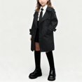 thumbnail image 2 of BFHHYA Kids' Lightweight Mid-Length Trench Coat Notch-Collar Double-Breasted Classic Jacket Fashion Casual Outerwear with Pockets for Boys & Girls(3-15Y), 2 of 9