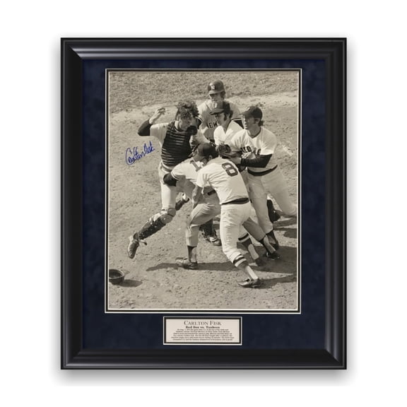 Carlton Fisk Boston Red Sox Autographed 16x20 Photo Framed To 23x27 NEP