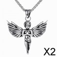 thumbnail image 1 of 2x Collar con Colgante de ángel, Collar con Dije para Mujeres Y Hombres, Cadena de Suéter de Acero Inoxidable, Joyería de Moda para Regalo Del Día de 2 piezas, 1 of 8