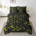 thumbnail image 2 of Feelyou Neon Yellow Honeycomb Twin Bedding Sets 7-Piece for Kid, Futuristic Geometric Bedding Comforter Set, Modern Hexagon Reversible Sheet Sets, Microfiber Bedroom Decor, 2 of 7