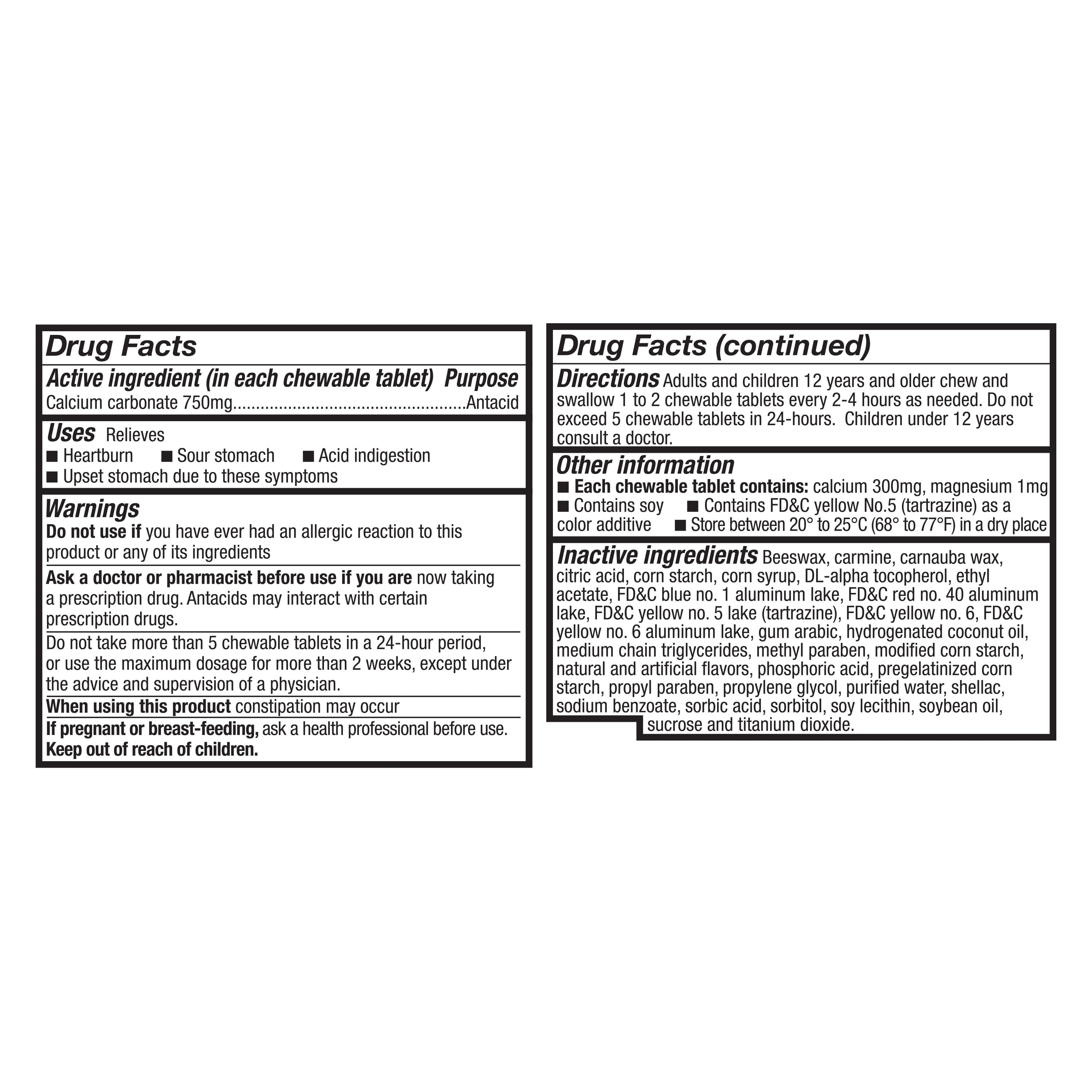 (3 pack) Equate Extra Strength Calcium Carbonate Antacid Chewable Tablets for Heartburn Relief, 120 Count
