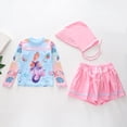 thumbnail image 7 of Girls' Swimsuit 3 Piece Swimsuit Print Long Sleeve Tops with Skirts Sporty Sun Hat for Toddlers Children Swimwear, 7 of 7