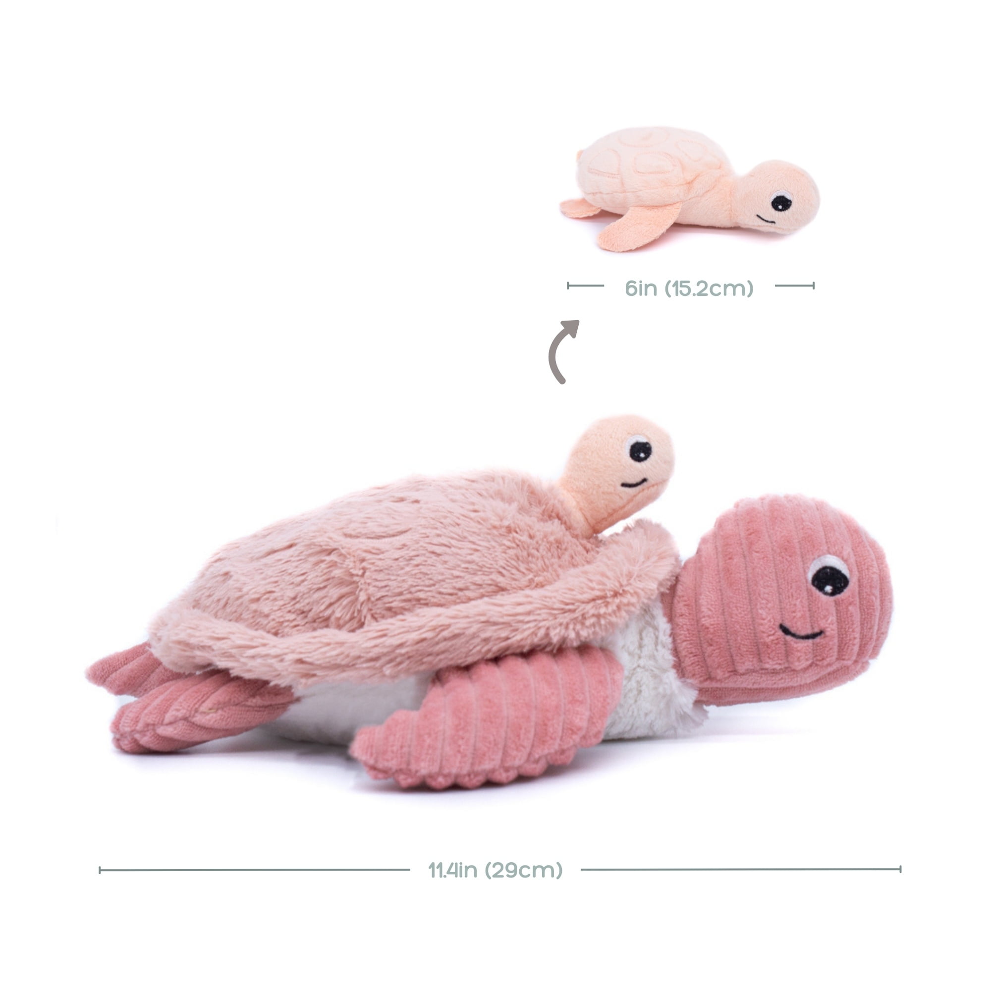 Les Ptipotos Sea Turtle Mom & Baby Plush Stuffed Animal Set & Eco-Friendly Toy in Pink