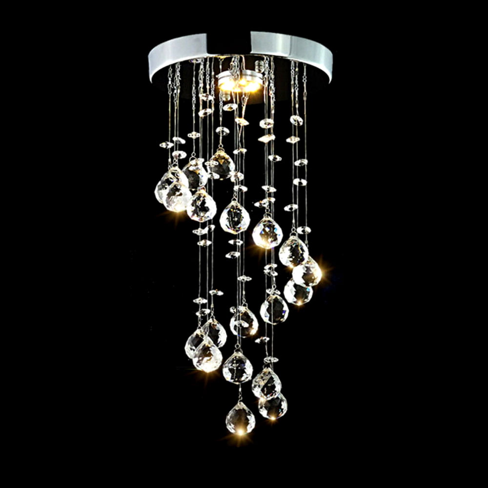 Clear Ceiling Lamp Crystal Light Flush Fitting Chandelier Droplet Pendant Spiral