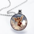 thumbnail image 2 of Cupid Glass Design Circular Pendant Necklace - Elegant Jewelry Piece, 2 of 5