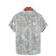 thumbnail image 4 of Camisas de Manga Corta de los Hombres Casual Hoja Impresión Solapa Superior, Mezcla de Poliéster/Spandex de la Moda para la Fiesta Y la Playa, 4 of 5