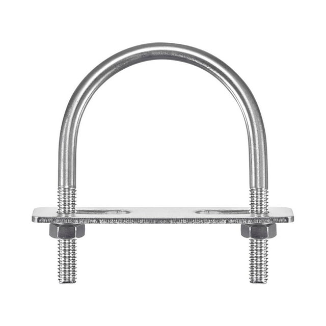 Unique Bargains Round U-Bolts 3 Sets 65mm Inner Width 90mm Length M8 with Nuts and Plates