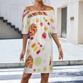 thumbnail image 2 of Lollipop Food Candy Women's Off The Shoulder Ruffles Summer Wedding Guest Loose Casual Party Beach Dress, 2 of 9