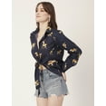 thumbnail image 3 of Moomaya Printed Full Sleeve Knot Cropped Shirt, Cotton Summer Top For Women, 3 of 8