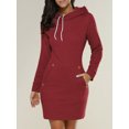 thumbnail image 1 of Printemps Automne à Capuche Cordon Sweat-Shirt Femmes Mode Solide Poche Paquet Hip Dames Mini Robes Grande Taille, 1 of 7