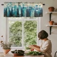 thumbnail image 5 of Abstract Ombre Blue Print Art Window Valance Curtain Graffiti Rod Pocket Short Curtain for Living Room, Bedroom & Kitchen Window Decor 42x12in, 5 of 8