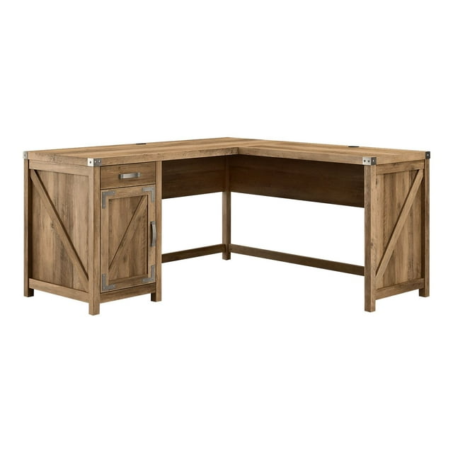 Bush Furniture Knoxville Bureau en L 60W avec Armoire en Pin Récupéré