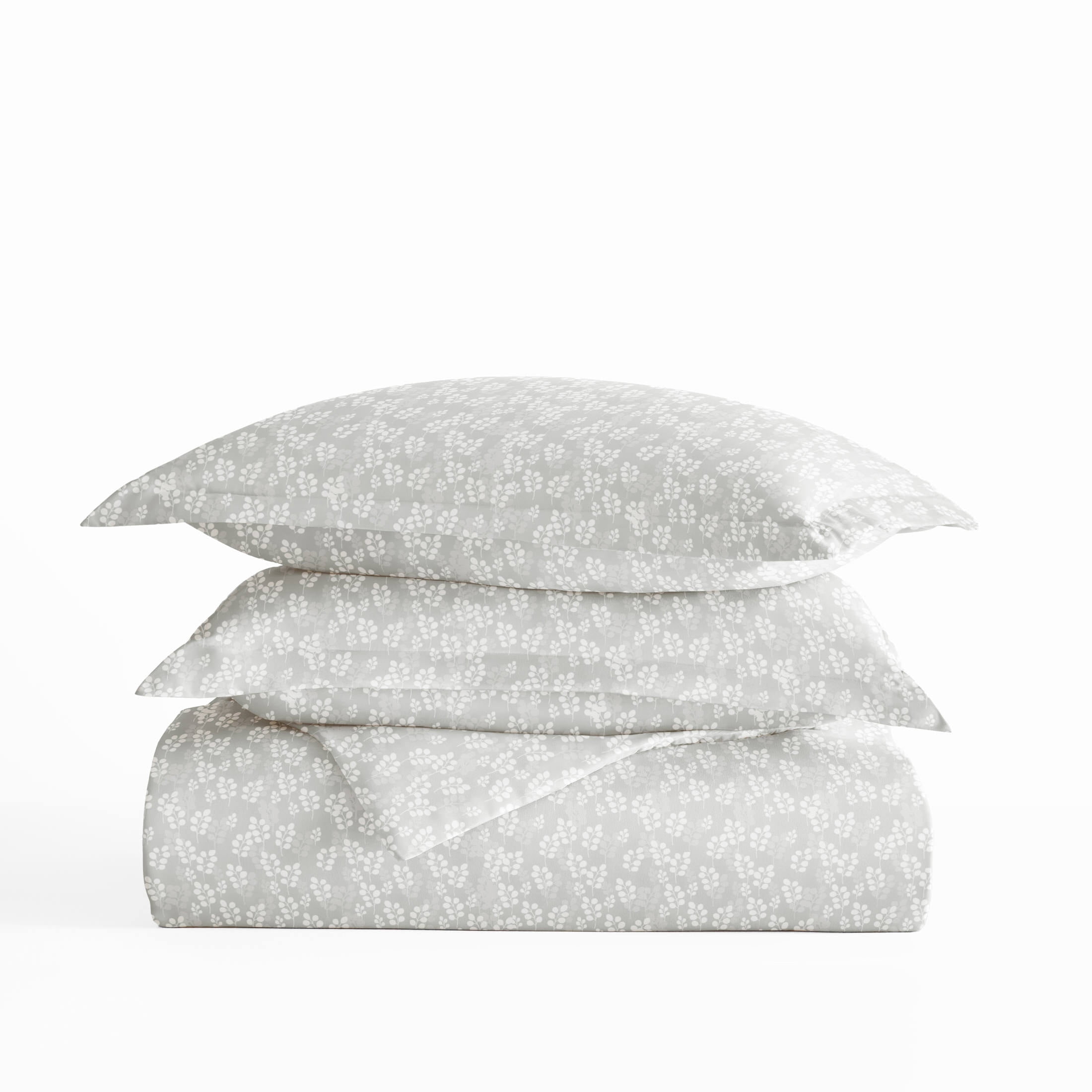 Duvet Cover Set - Ultra Soft & Breathable - Gray Wheatfield Floral for King Size Bedding by Comfort Canopy